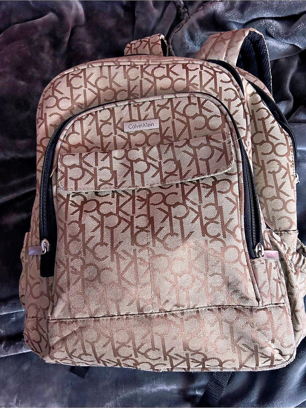 Calvin Klein Monogram Backpack in Brown Like New